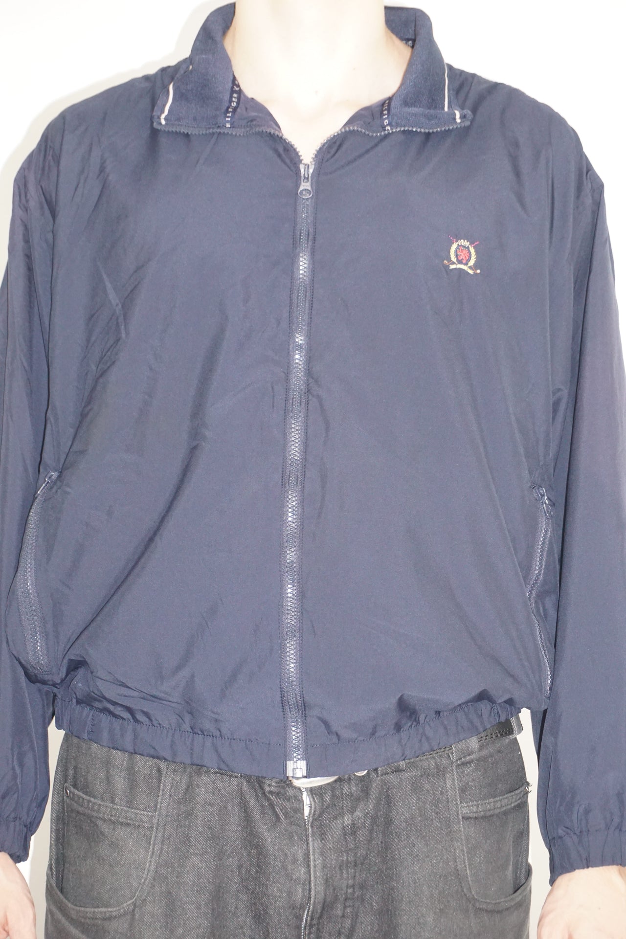 Navy Zip-Up Crest Jacket