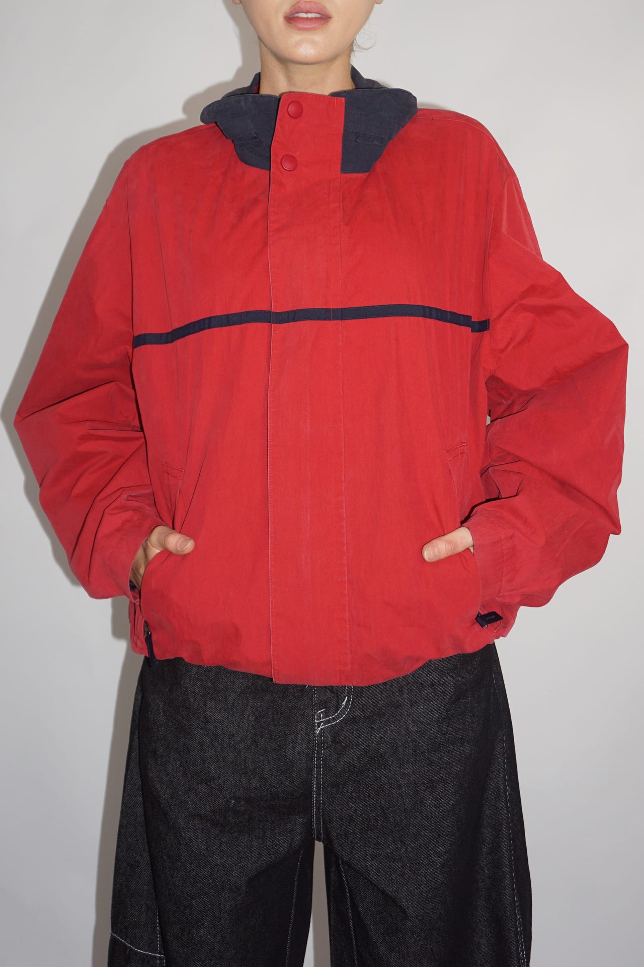 Red Shell Jacket – Navy Trim
