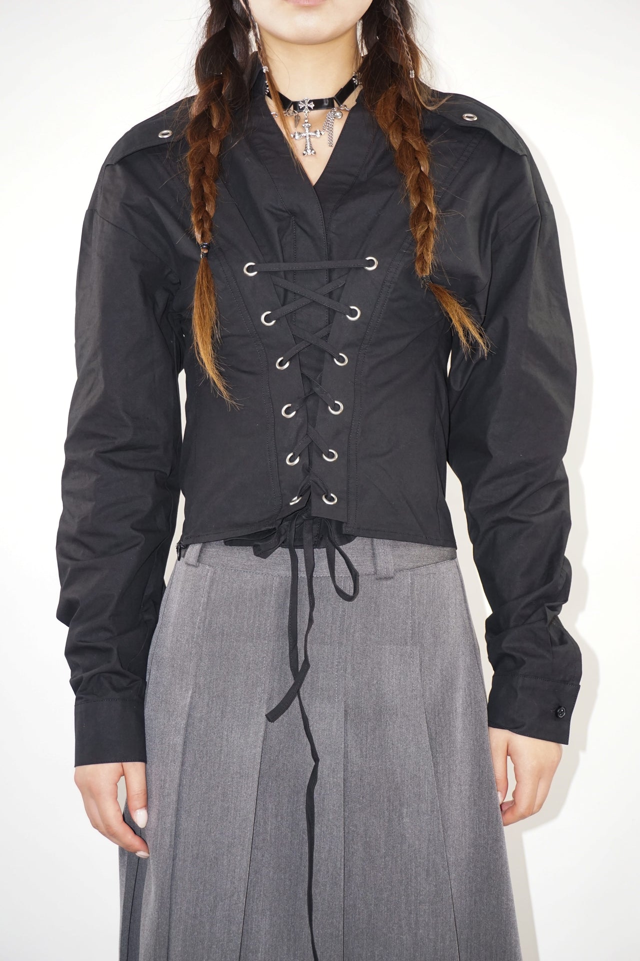 Corset Long Sleeve Top – Black