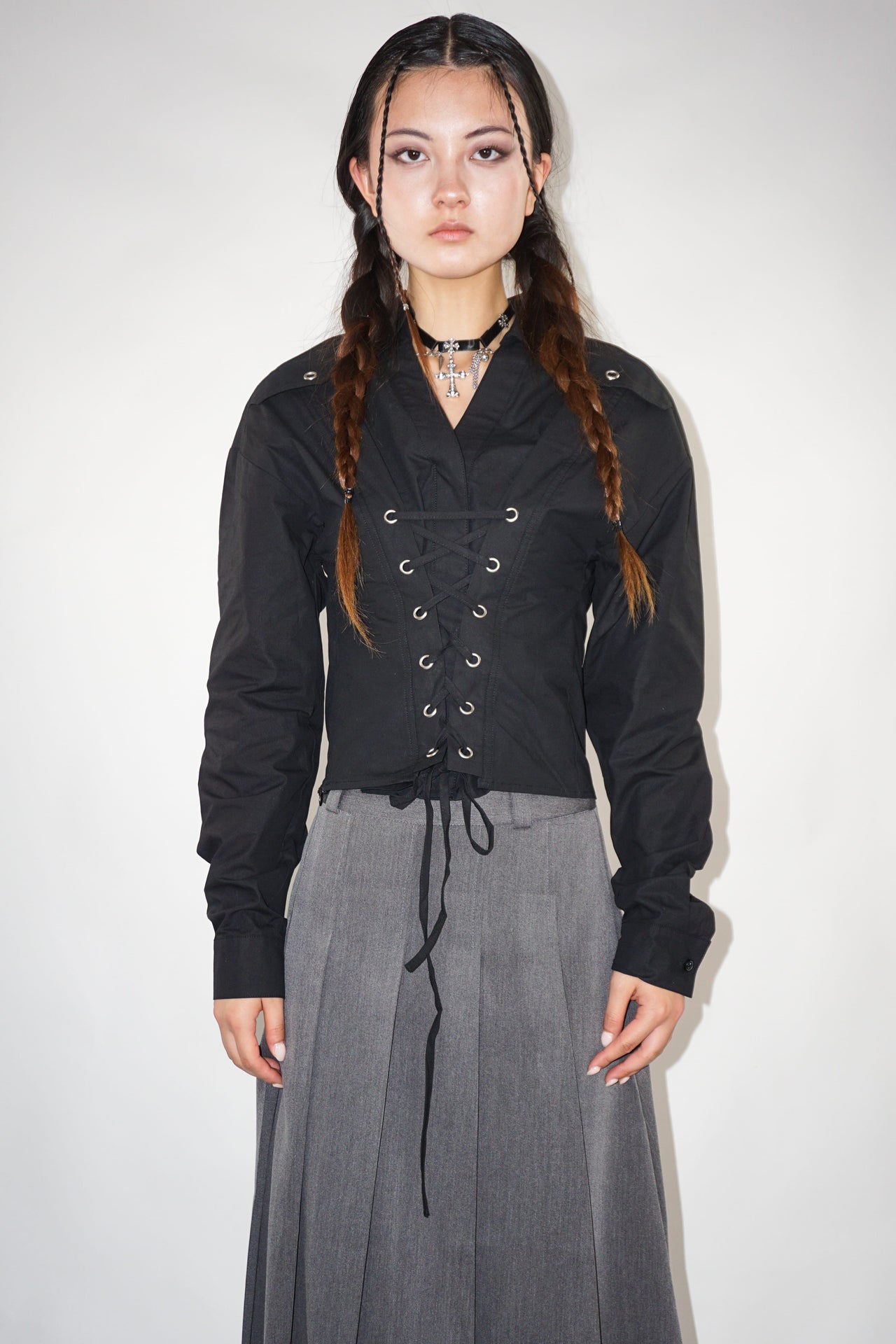 Corset Long Sleeve Top – Black