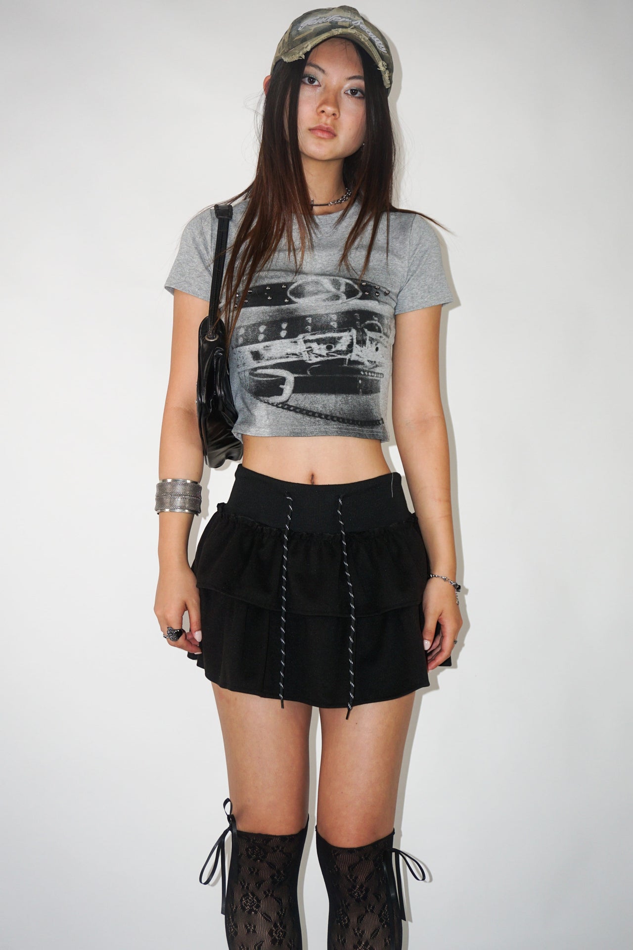 Buckle Short Sleeve Top – Grey