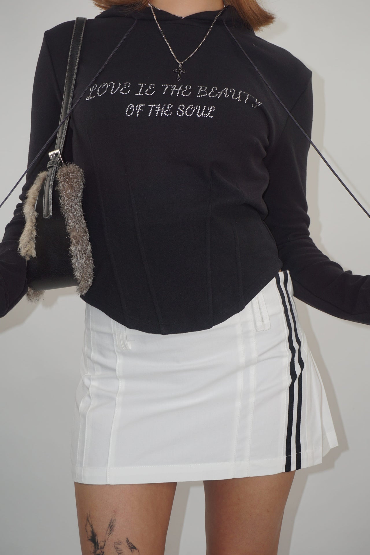 Racer Mini Skirt – White